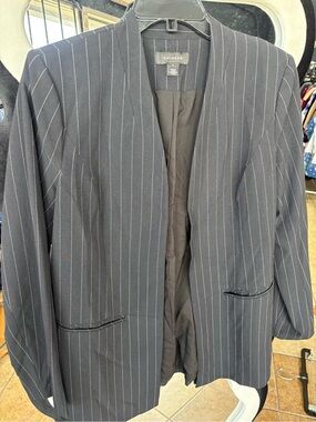 Halogen Navy Pinstripe Open-Front Blazer